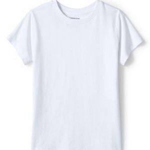 NWT LANDS' END GIRLS SHORT SLEEVE ESSENTIAL T-SHIRT WHITE MEDIUM (10-12 YEARS)